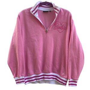 Barbie 1/4 Zip Pink Top Sz M